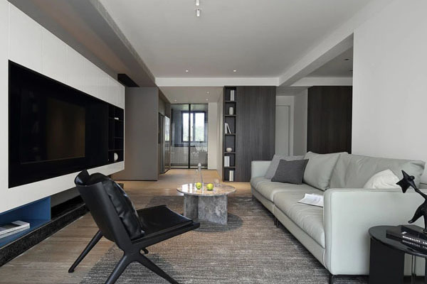 122m²现代简约黑白灰风格设计室内装修设计